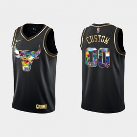 Chicago Bulls Custom Nike 2021-22 Musta Golden Edition 75th Anniversary Diamond Miesten Pelipaidat Swingman